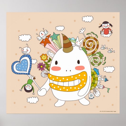 Kinder, die mit Monster spielen Poster (Vorne)