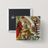 Kinder, die nach Greet Santa laufen Button (Vorne & Hinten)