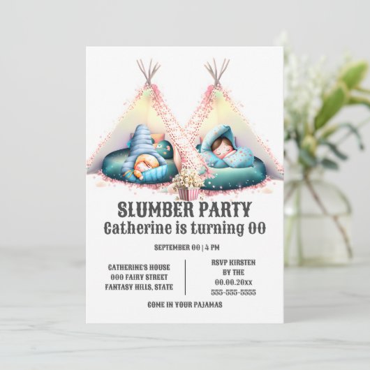 Kinder, die schlafen, glänzen Schlafschläferschlum Einladung (Stehend Vorderseite)