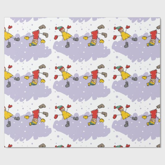 Kinder, die Schneeopapier spielen Geschenkpapier (Flach)