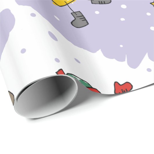 Kinder, die Schneeopapier spielen Geschenkpapier (Rolleneckpunkt)