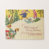 Kinder, die sich auf einem schneebedeckten Hügel n Puzzle (Horizontal)