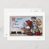 Kinder, die so tun, als wären sie in einem Zug Postkarte (Vorne/Hinten)