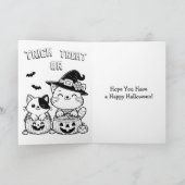 Kinder, die Spaß haben am Kürbispflaster Halloween Karte (Innenseite)