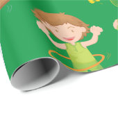 Kinder, die Sport spielen Geschenkpapier (Rolleneckpunkt)