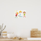 Kinder, die Sportposter spielen Poster (Küche)