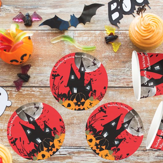 Kinder, die stundenlang Halloween-Party halten Runder Pappuntersetzer