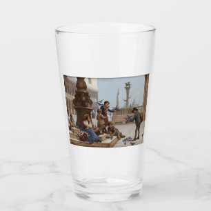 Kinder, die Tauben in Venedig Gefüttert haben (von Glas