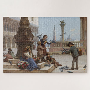 Kinder, die Tauben in Venedig Gefüttert haben (von Puzzle