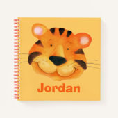 Kinder, die Tiger genannt werden, sehen niedlichen Notizblock (Vorderseite)