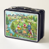 Kinder, die um ein Campfeuer sitzen Metall Brotdose (Rückseite)