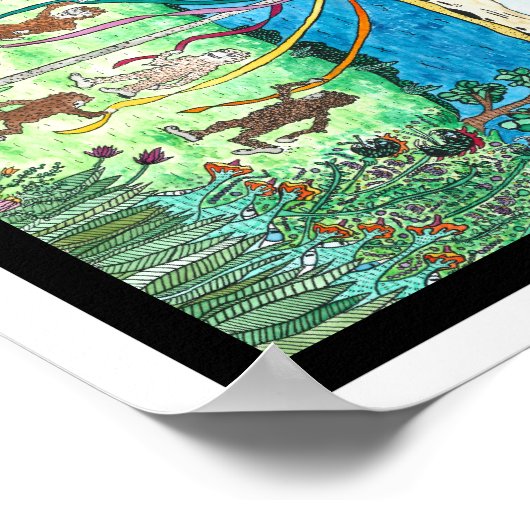 Kinder, die um ein Maypole tanzen Poster (Ecke)