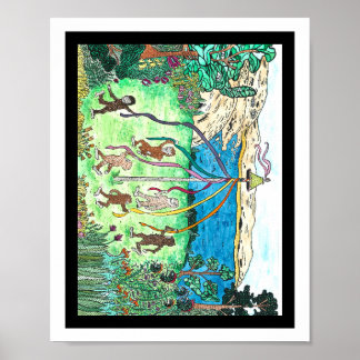 Kinder, die um ein Maypole tanzen Poster