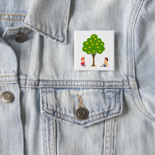 Kinder, die unter einem Apfelbaum sitzen Button (Beispiel)