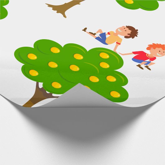 Kinder, die unter einem Apfelbaum sitzen Geschenkpapier