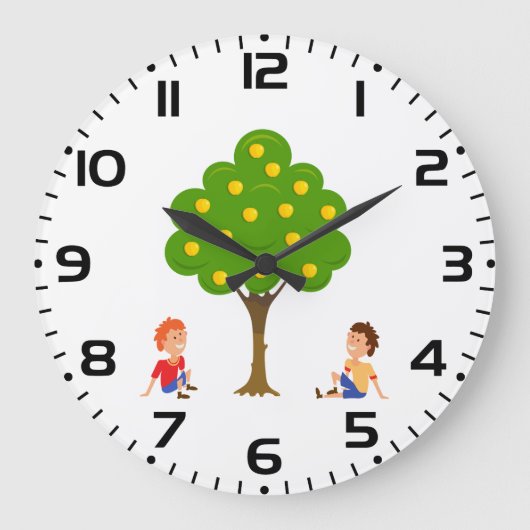 Kinder, die unter einem Apfelbaum sitzen Große Wanduhr (Vorderseite)