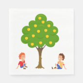 Kinder, die unter einem Apfelbaum sitzen Serviette (Vorderseite)