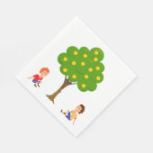Kinder, die unter einem Apfelbaum sitzen Serviette (Ecke)