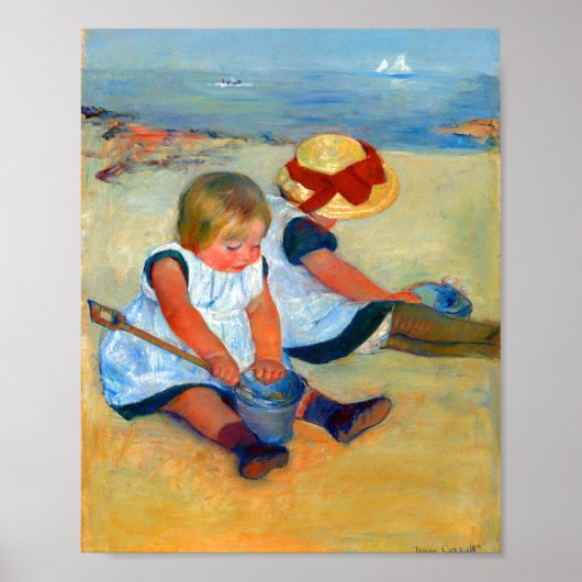 Kinder, die von Mary Cassatt am Strand spielen Poster (Vorne)