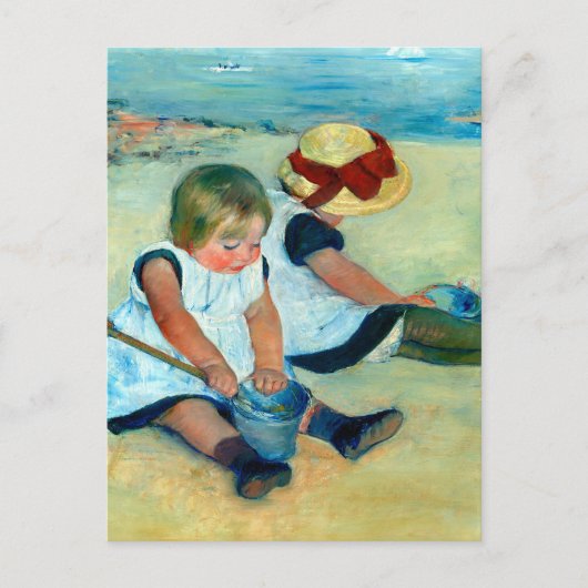 Kinder, die von Mary Cassatt am Strand spielen Postkarte (Vorderseite)