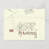 Kinder Die von oben Zeichnend Mummy Brick Line Postkarte (Vorderseite)