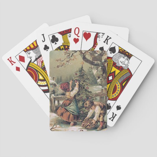 Kinder, die Weihnachtsschnee dekorieren Spielkarten (Rückseite)