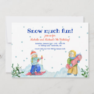 Kinder, die Wintersport betreiben Einladung