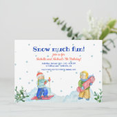 Kinder, die Wintersport betreiben Einladung (Stehend Vorderseite)