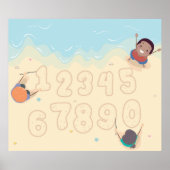 Kinder, die Zahlen in das Sandposter schreiben Poster (Vorne)