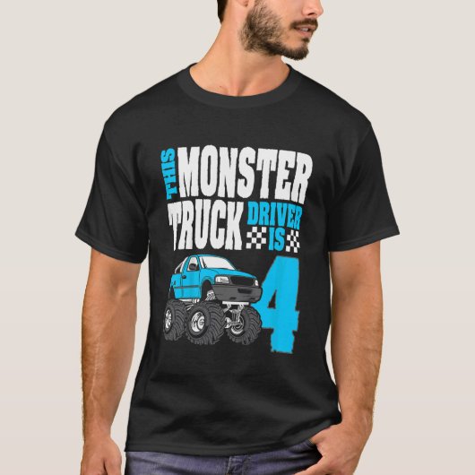 Kinder Dieser Monster-Lkw-Fahrer ist am 4. Geburts T-Shirt (Vorderseite)