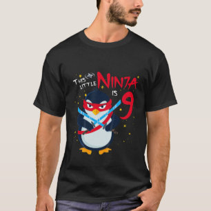 Kinder dieses kleine Ninja ist 9 Geburtstag Pingui T-Shirt