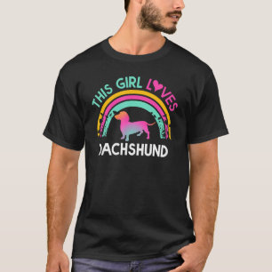 Kinder dieses Mädchen Lieben Dackel Niedlich Rainb T-Shirt