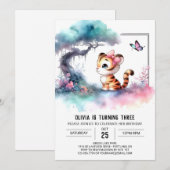 Kinder Digital Tiger Geburtstag Einladung (Vorne/Hinten)
