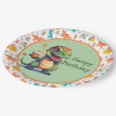 Kinder Dino Geburtstag  Pappteller (Schrägansicht)