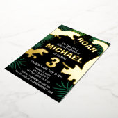 Kinder Dino Gold Trex Boy Dinosaur Geburtstag Folieneinladung (Gedreht)