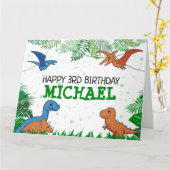 Kinder Dino Jurassic Trex Boy Dinosaur Geburtstag Karte (Gelbe Blume)