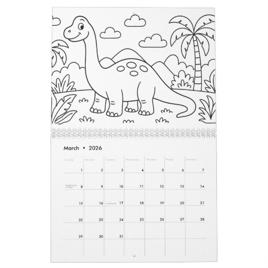 Kinder Dino-Mal-Kalender Kalender (Mär 2026)