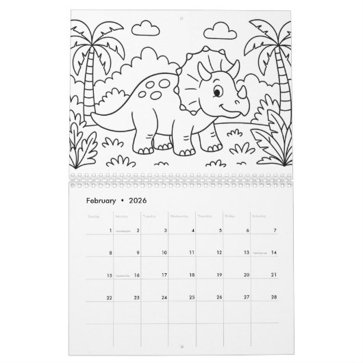 Kinder Dino-Mal-Kalender Kalender (Feb 2026)