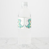 Kinder Dino Mite! Niedlich Dinosaurier Geburtstag Wasserflaschenetikett (Rückseite)