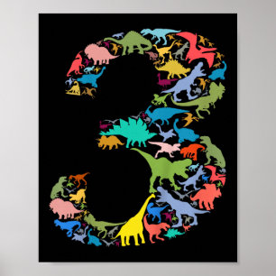 Kinder Dinosaur 3. Geburtstagskinder 3 Jahre T-rex Poster