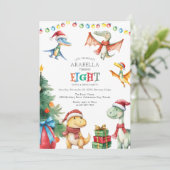 Kinder Dinosaur Achte Geburtstagsparty Einladung (Stehend Vorderseite)