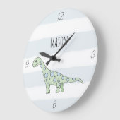 Kinder Dinosaur Cartoon & Name Boys Kinderzimmer Große Wanduhr (Winkel)