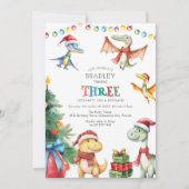 Kinder Dinosaur Dritte Geburtstagsparty Einladung (Vorderseite)