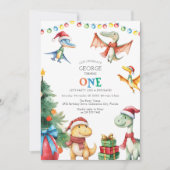 Kinder Dinosaur Einladung zum ersten Geburtstag (Vorderseite)