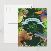 Kinder Dinosaur Geburtstagseinladung Postkarte (Vorne/Hinten)