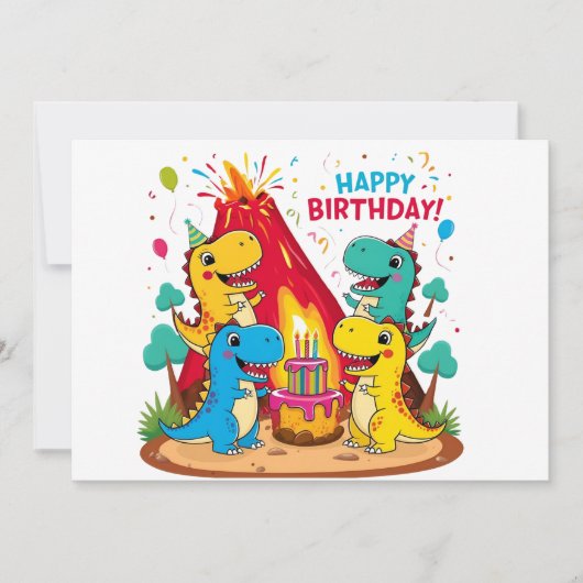 Kinder Dinosaur Geburtstagsparty Einladung - Roars (Vorderseite)