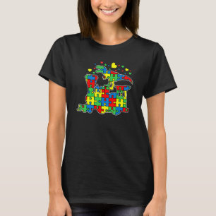Kinder Dinosaur reitet Zug-Puzzleteil Autismus-Bew T-Shirt