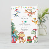 Kinder Dinosaur Sechste Geburtstagsparty Einladung (Stehend Vorderseite)