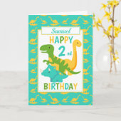 Kinder Dinosaurier 2. Geburtstag Blau Karte (Gelbe Blume)