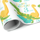 Kinder Dinosaurier 3. Geburtstag Geschenkpapier (Rolleneckpunkt)